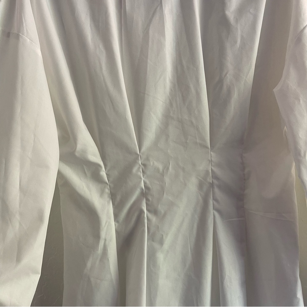 Shein White Oversized Button Up Collared Shirt Dress Sheer Womens Size 2 - Picture 4 of 9